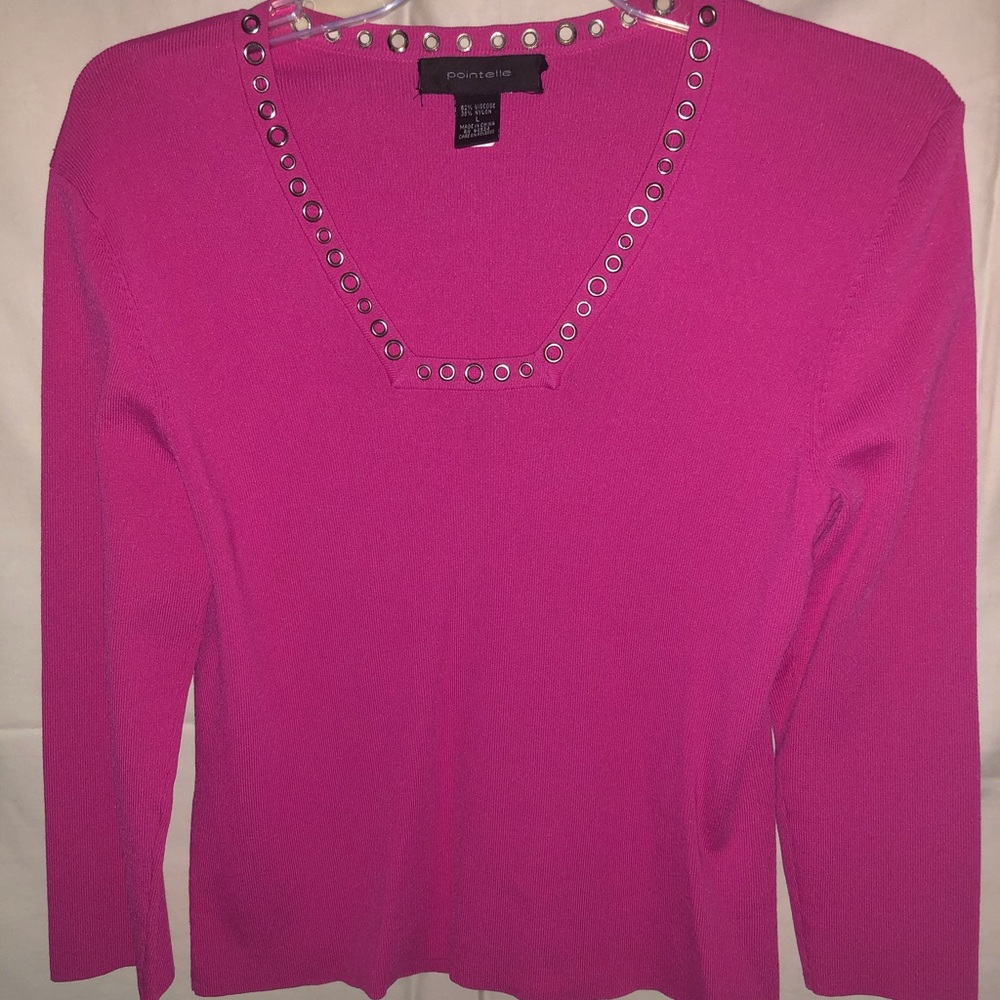 Lovely Pink w/silver grommets Pointelle Large